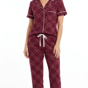 Plaid Short-Sleeve Pajama Set