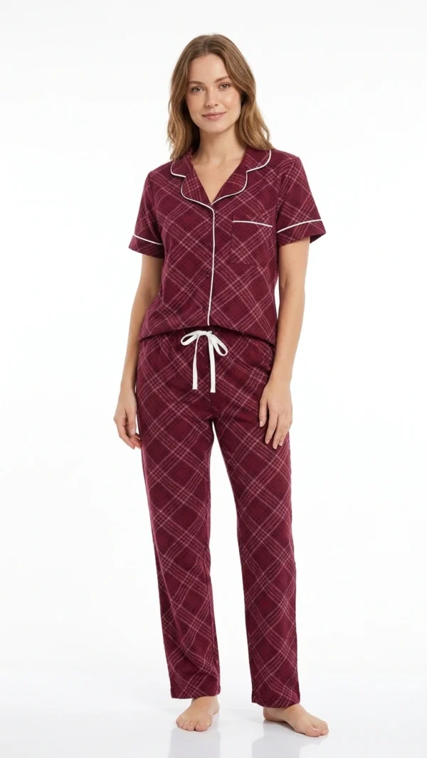 Plaid Short-Sleeve Pajama Set