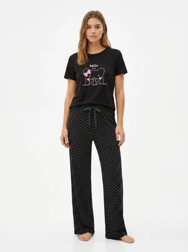 Vanilla Sweet Bear & Heart Print Pajama Set