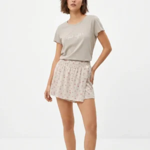 Vanilla Women's Lounge Pajama Set With Floral Print Shorts