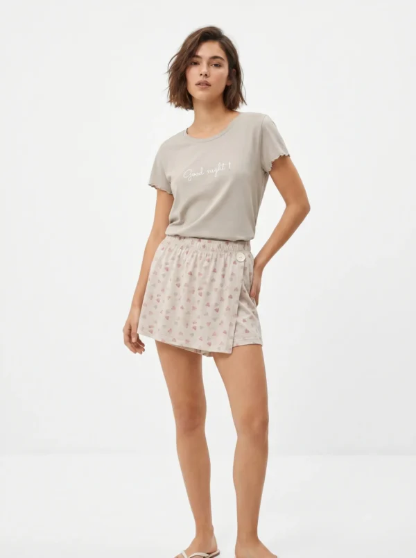 Vanilla Women's Lounge Pajama Set With Floral Print Shorts
