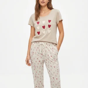 Vanilla Heart Print Pajama Set
