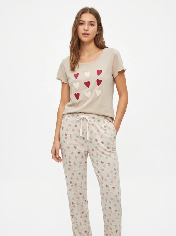 Vanilla Heart Print Pajama Set