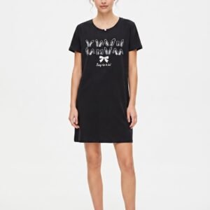 Women's Bunny Print Cotton Sleep Nightshirt Dress