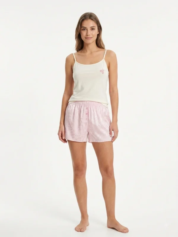 Sensual Satin Patterned Short Pajama Set